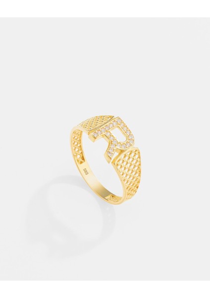 14 Ayar Altın Harfli Tasarım Yüzük