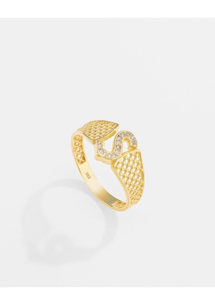 14 Ayar Altın Harfli Tasarım Yüzük