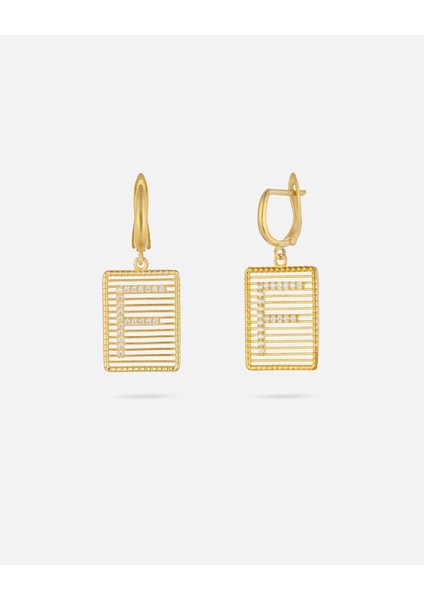 14 Ayar Kişiye Özel Zirkon Taşlı Harf Küpe