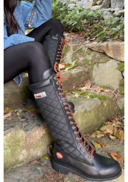 Kadın Klasik Çizme Hakiki Deri Düz Topuk 025Z0223 Şık Konforlu Tasarım