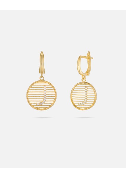 Kişiye Özel 14 Ayar Altın Harfli ve Zirkon Taşlı Küpe