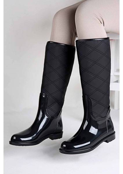 Kadın Kapitoneli Yağmur Çizmesi SİYAH indirimleri
