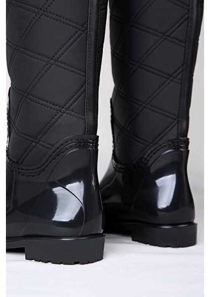 Kadın Kapitoneli Yağmur Çizmesi SİYAH