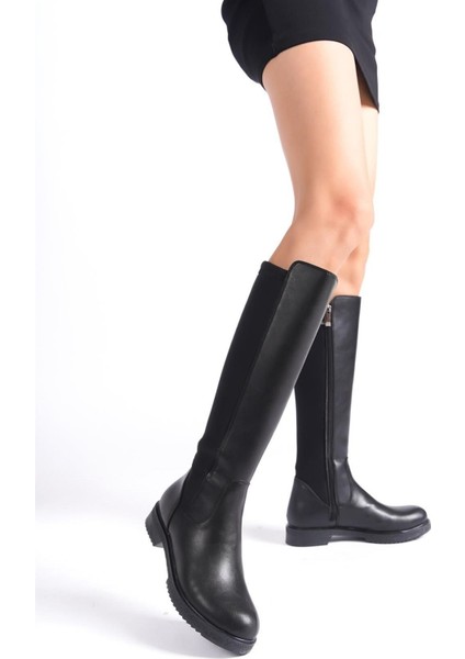 Kadın Siyah Dalgıç Kumaş Dizaltı Çizme fırsatları