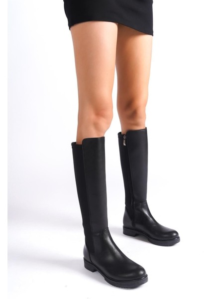 Kadın Siyah Dalgıç Kumaş Dizaltı Çizme indirimleri