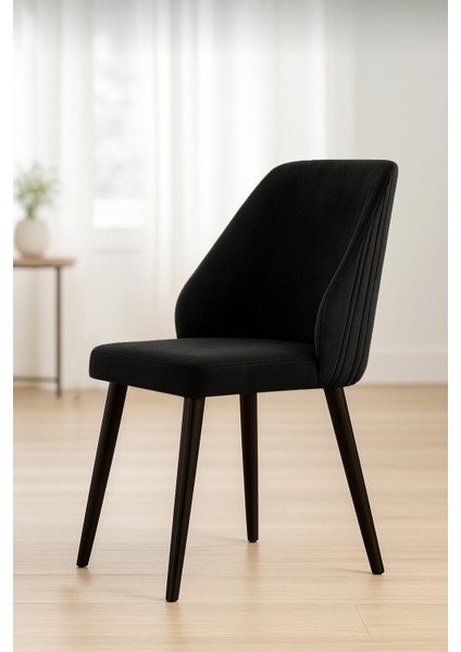 Mutfak Sandalyesi Metal Ayak Babay Face Kumaş 6 Adet siyah fiyatları