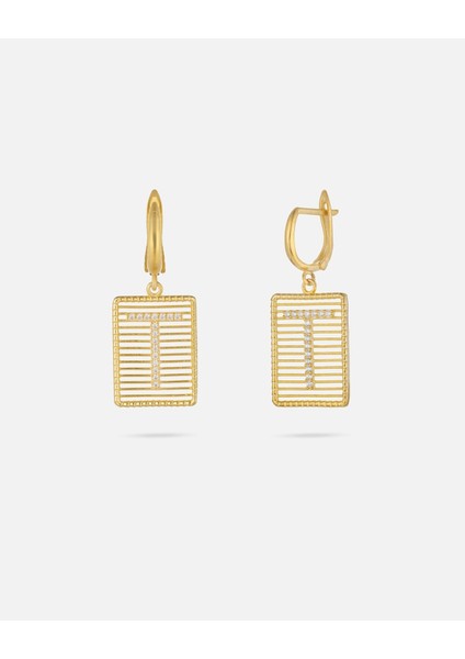 14 Ayar Kişiye Özel Zirkon Taşlı Harf Küpe