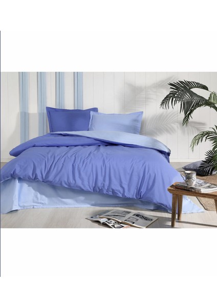 Nevresim Takımı Ranforce Çift Kişilik Mint Indigo Colormix Düz