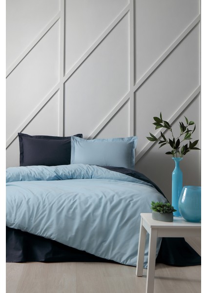 Nevresim Takımı Ranforce Çift Kişilik Mint Indigo Colormix Düz modelleri