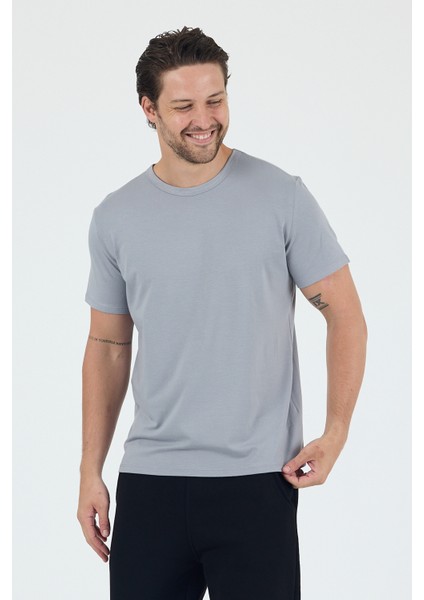 Bruce Sıfır Yaka Gri Basic Bambu ve Organik Pamuk Erkek Tişört fiyatları