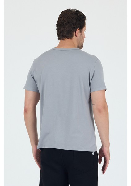 Bruce Sıfır Yaka Gri Basic Bambu ve Organik Pamuk Erkek Tişört modelleri