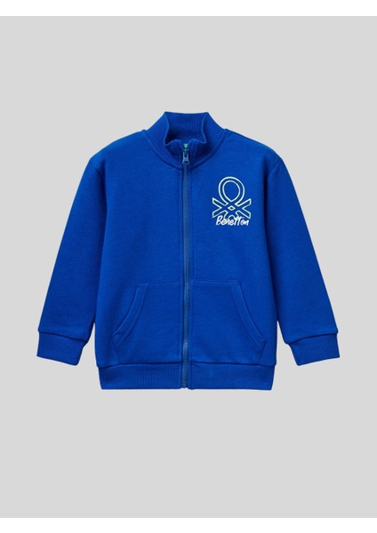 Erkek Çocuk Fermuarlı Sweatshirt 1-6 Yaş Mavi