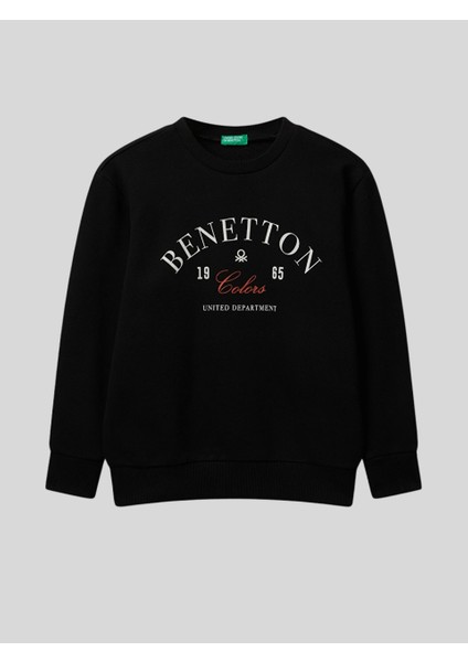 Erkek Çocuk Baskılı Sweatshirt 6-14 Yaş Siyah