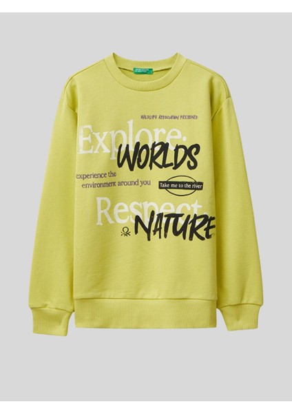 Erkek Çocuk Baskılı Sweatshirt 6-14 Yaş Hardal