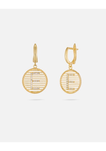 Kişiye Özel 14 Ayar Altın Harfli ve Zirkon Taşlı Küpe