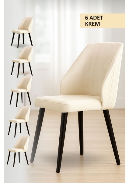 Mutfak Sandalyesi Metal Ayak Babay Face Kumaş 6 Adet