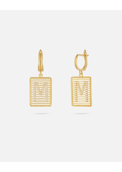 14 Ayar Kişiye Özel Zirkon Taşlı Harf Küpe