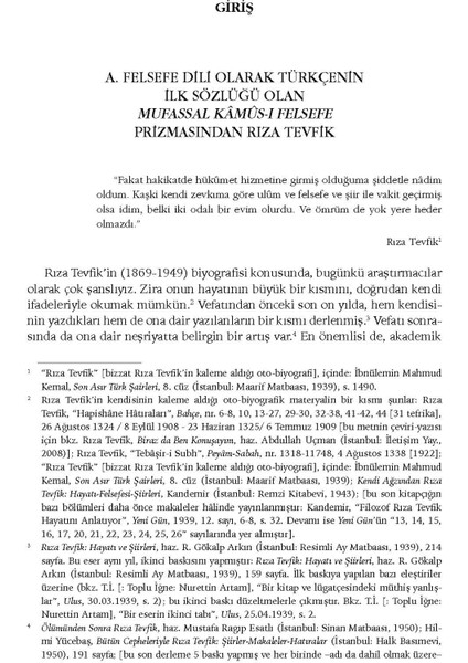 Felsefe Dili Olarak Türkçenin Ilk Sözlüğü Mufassal Kâmûs-I Felsefe - Rıza Tevfik - Ötüken Neşriyat