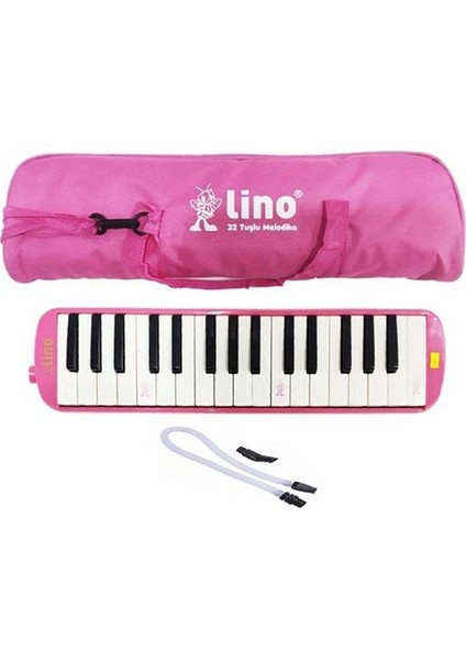 32 Tuşlu Melodika Bez Çantalı Pembe Renk