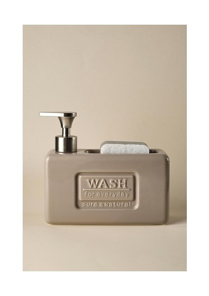 Ashley Porselen Sıvı Sabunluk 750 ml Taupe Renk Ergonomik Pompalı Suya Dayanıklı Şık Tasarım