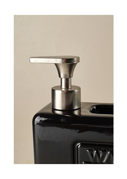 Ashley Black Porselen Sıvı Sabunluk 750 ml Dayanıklı Şık Siyah Modern Tasarım Kolay Temizlenir fırsatları
