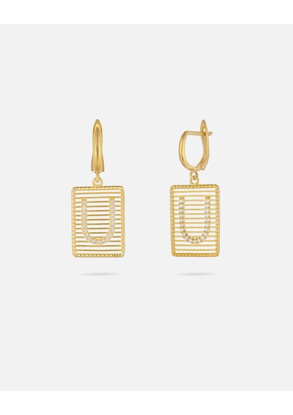 14 Ayar Kişiye Özel Zirkon Taşlı Harf Küpe