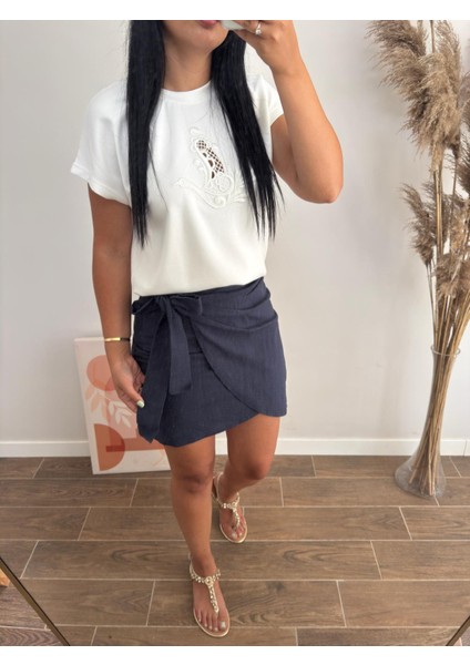 Kruvaze Bağlamalı Şehir Boy Keten Etek fiyatları