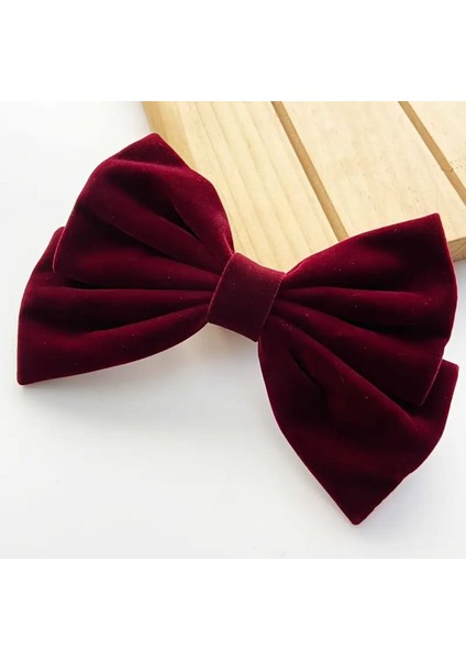 Şık Kadife Kurdele Saç Tokası Kırmızı