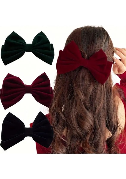 Şık Kadife Kurdele Saç Tokası Kırmızı fiyatları