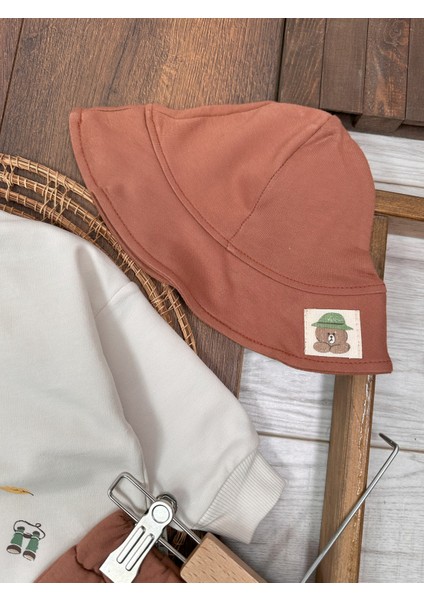 Kampçı Ayıcık Baskılı Safari Şapkalı 3lü Erkek Bebek Takım CG425383 fırsatları