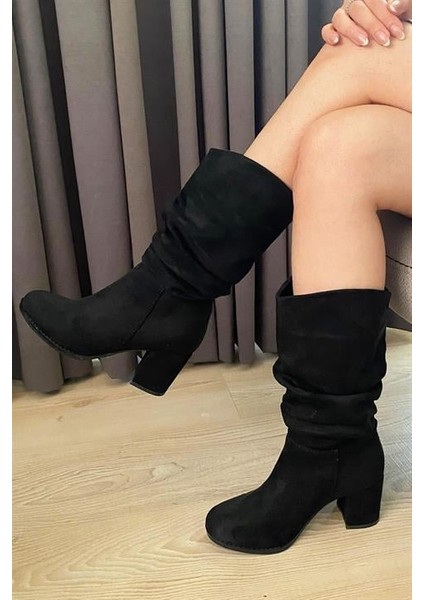 Kadın Azra Siyah Süet Körüklü Çizme fiyatları