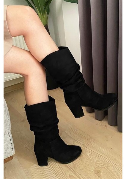 Kadın Azra Siyah Süet Körüklü Çizme modelleri