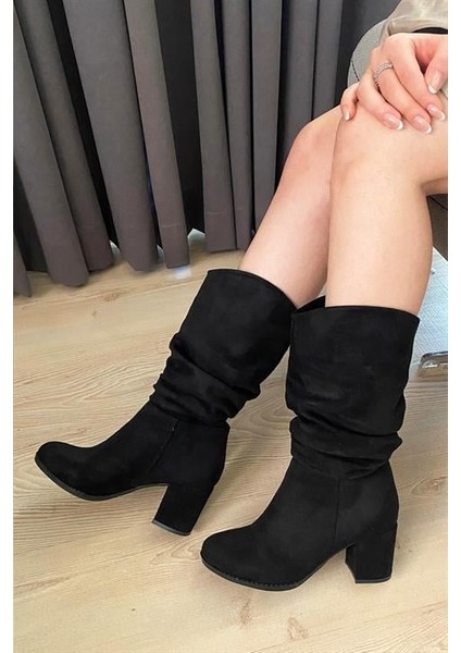 Kadın Azra Siyah Süet Körüklü Çizme indirimleri