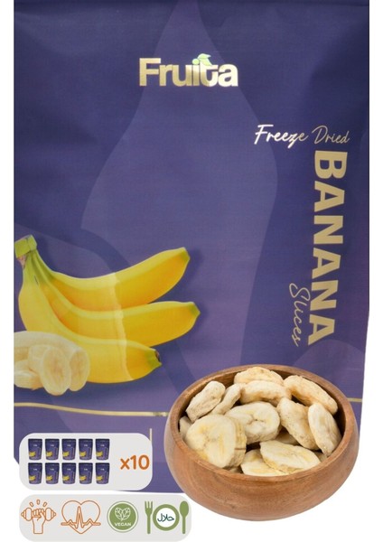 Dilim Muz Dondurularak Kurutulmuş Meyve 30 gr - 10'lu Paket Sağlıklı Atıştırmalık Freeze Dried