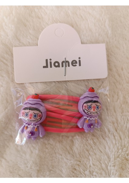 Labubu Model Seramik Kostümlü Mine Kaplamalı Üçgen Çiftli Çıt Çıt Toka modelleri