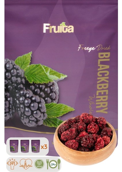 Böğürtlen Dondurularak Kurutulmuş Meyve Sağlıklı Atıştırmalık - 20GR 3'lü Paket Freeze Dried