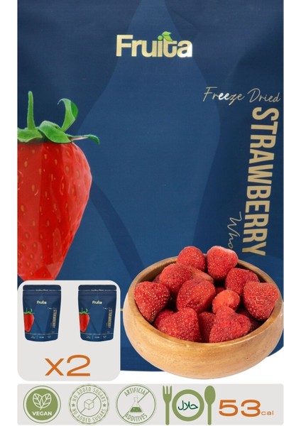 Bütün Çilek 2'li Paket Dondurularak Kurutulmuş Meyve Cipsi 15GR Sağlıklı Atıştırmalık Freeze Dried