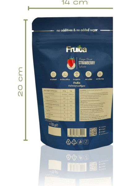Bütün Çilek 2'li Paket Dondurularak Kurutulmuş Meyve Cipsi 15GR Sağlıklı Atıştırmalık Freeze Dried fırsatları