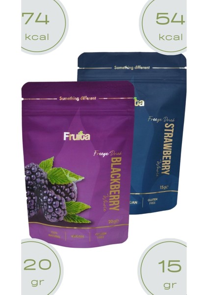 Böğürtlen, Çilek Dondurularak Kurutulmuş Meyve Sağlıklı Atıştırmalık -2'li Paket Freeze Dried