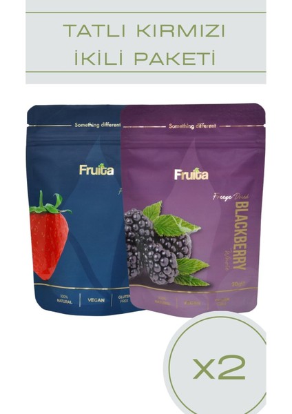 Böğürtlen, Çilek Dondurularak Kurutulmuş Meyve Sağlıklı Atıştırmalık -2'li Paket Freeze Dried