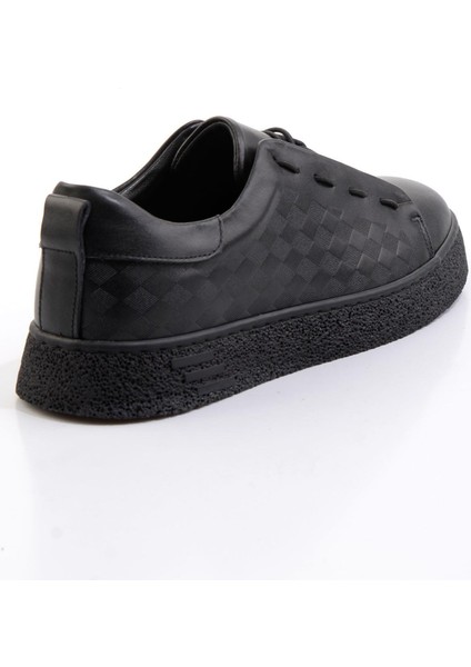 Siyah Baskılı Hakiki Deri Erkek Casual Ayakkabı E01535215703 modelleri