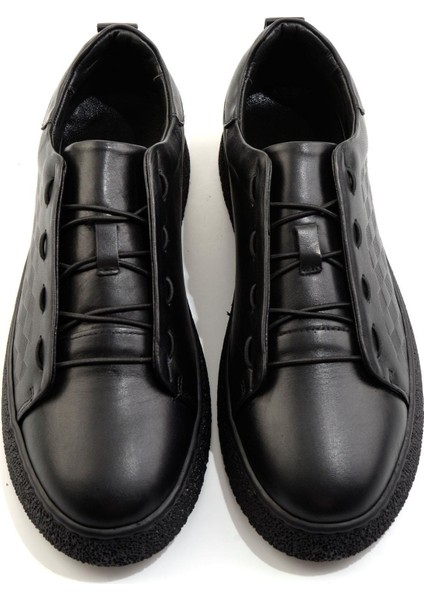 Siyah Baskılı Hakiki Deri Erkek Casual Ayakkabı E01535215703 fırsatları
