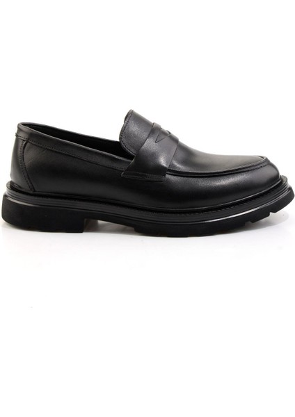 Siyah Hakiki Deri Erkek Loafer Ayakkabı E01547051041