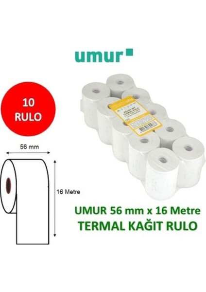 Umur 56X16 Yazar Kasa Pos Rulosu ( 5 Paket - 50 Adet ) fırsatları