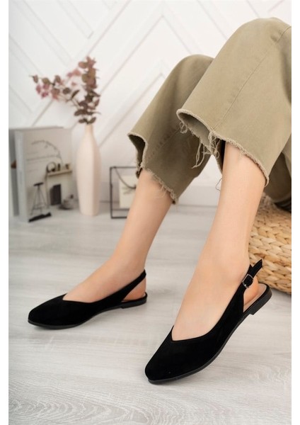 Kadın Siyah Süet Arkası Acık Sivri Burun Günlük Babet fiyatları