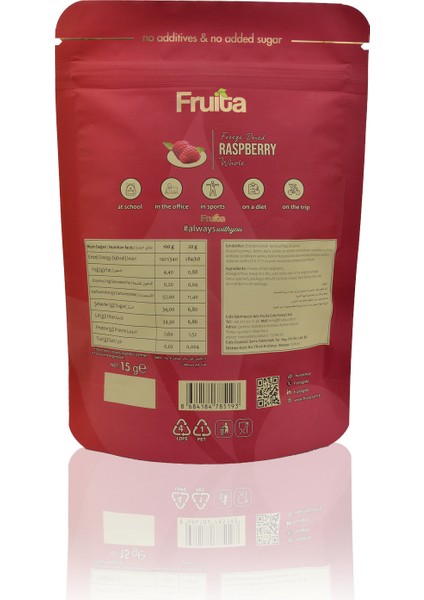 Ahududu Dondurularak Kurutulmuş Meyve - 20GR - Sağlıklı Atıştırmalık Freeze Dried modelleri