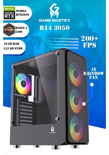 R14 3050 R5 5500 Cpu 16GB Ddr4 Ram 512GB M.2 SSD 6gb RTX3050 Gaming Pc Kasa