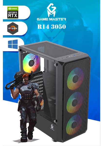 R14 3050 R5 5500 Cpu 16GB Ddr4 Ram 512GB M.2 SSD 6gb RTX3050 Gaming Pc Kasa modelleri