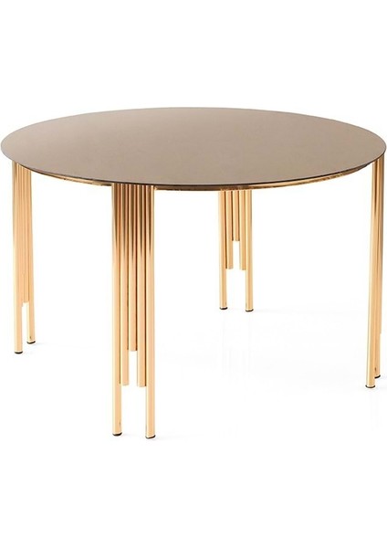 Bronz Cam Sütun Orta Sehpa