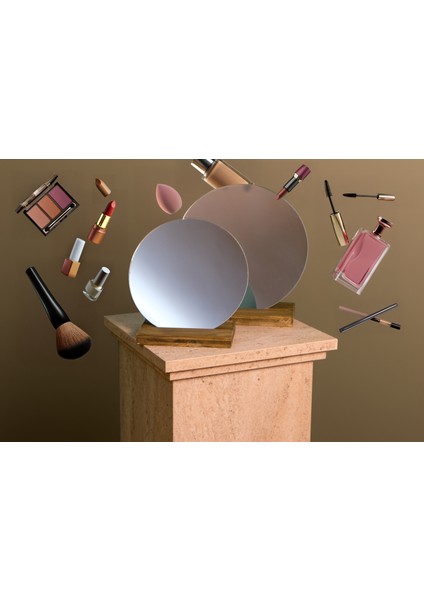 Dekoratif Yuvarlak Makyaj Aynası – 30 cm, Doğal Ladin Ahşap Tabanlı, Gerçek Cam Ayna indirimleri
